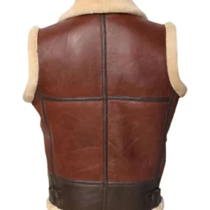 Men's RAF B3 Bomber Flight Aviator Fur Shearling Sheepskin Leather Vest Jacket