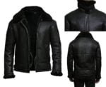 Mens B3 RAF Aviator Bomber Flying Biker FUR Shearling Real Sheep Black Leather Jacket