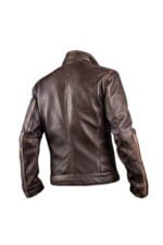 Men’s Retro Café Racer Biker Distressed Brown Leather Jacket