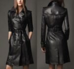 Women’s Genuine Leather Pure Soft Lambskin Long Overcoat Trench Coat Jacket Women’s Genuine Leather Pure Soft Lambskin Long Overcoat Trench Coat Jacket