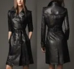 Women’s Genuine Leather Pure Soft Lambskin Long Overcoat Trench Coat Jacket