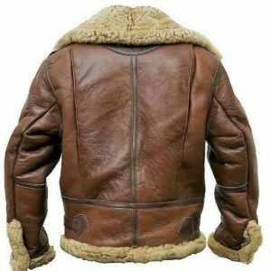 Men's B3 Bomber Vintage Brown RAF Aviator Flying Flight Pilot Fur Shearling Real Leather Jacket