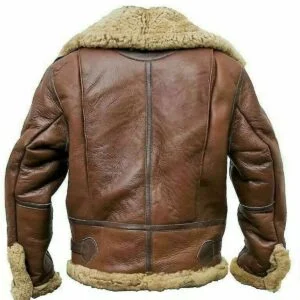 Men's B3 Bomber Vintage Brown RAF Aviator Flying Flight Pilot Fur Shearling Real Leather Jacket