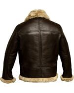 Men's RAF B3 Bomber Flight Aviator Fur Shearling Sheepskin Brown Real Leather Jacket