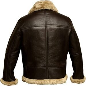 Men's RAF B3 Bomber Flight Aviator Fur Shearling Sheepskin Brown Real Leather Jacket