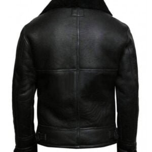 Mens B3 RAF Aviator Bomber Flying Biker FUR Shearling Real Sheep Black Leather Jacket