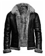 Men's B3 Grey RAF Aviator Pilot Flying Bomber Real Shearling Black Leather Jacket Men's B3 Grey RAF Aviator Pilot Flying Bomber Real Shearling Black Leather Jacket