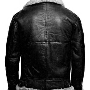 Men's B3 Grey RAF Aviator Pilot Flying Bomber Real Shearling Black Leather Jacket