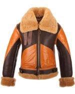Men's RAF B3 Brown Sheepskin Bomber Shearling Two Tone Style Real Leather Jacket Men's RAF B3 Brown Sheepskin Bomber Shearling Two Tone Style Real Leather Jacket