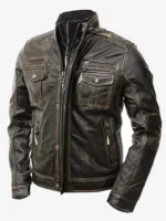 Cyclone Café Racer Distressed Brown Vintage Leather Biker Jacket