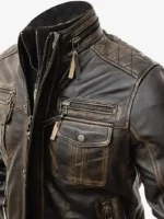 Cyclone Café Racer Distressed Brown Vintage Leather Biker Jacket