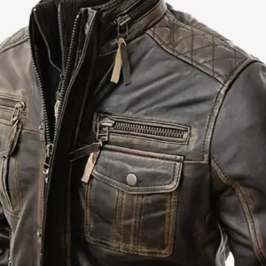 Cyclone Café Racer Distressed Brown Vintage Leather Biker Jacket
