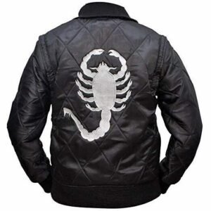 Black Drive Movie Ryan Gosling Trucker Embroidered Scorpion Bomber Satin Jacket