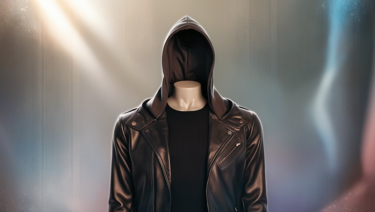 5 Black Leather Jacket with Hood